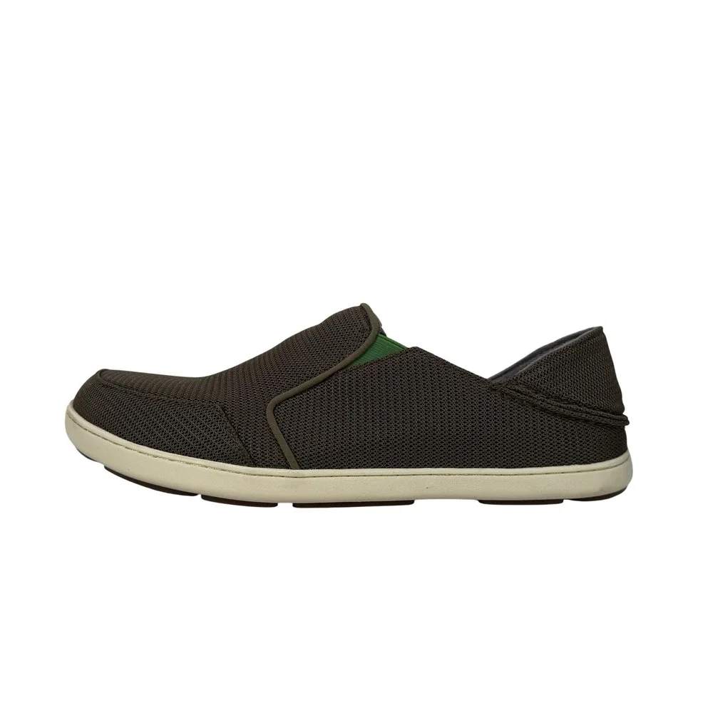 OluKai Nohea Mesh Slip On Shoes Mens 13 Mustang Lime Peel Comfort Casual Brown